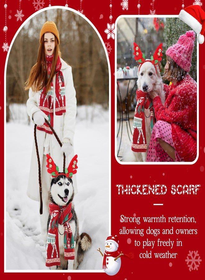Cozypower 4 Pcs Matching Dog and Owner Christmas Clothes Outfits Dog Reindeer Elk Antlers Headband and Owner Matching Bandanas Scarf Costumes for Small Medium Large - Image 5